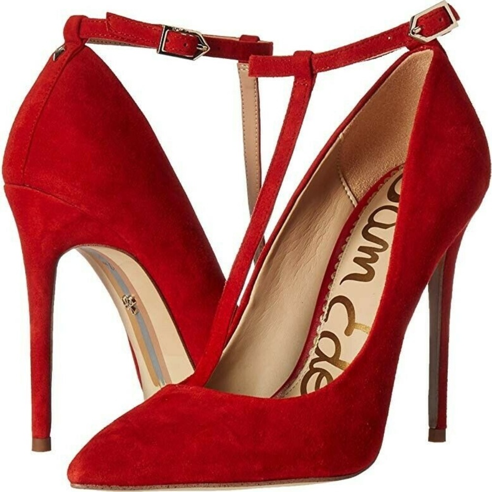 Sam Edelman Womens Dorinda Candy Red Suede Strap